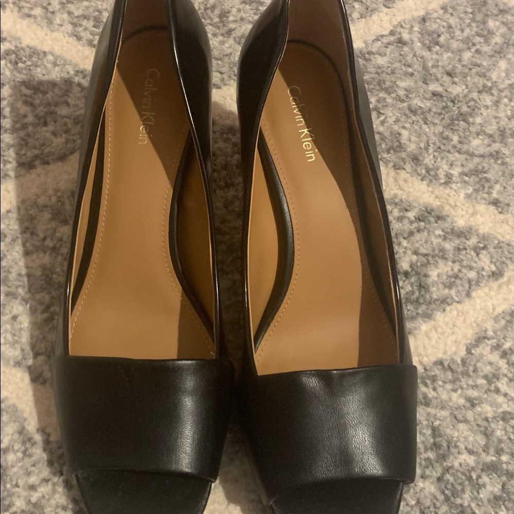Calvin Klein black leather heels